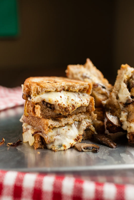 Mushroom, Onion and Brick Grilled Cheese