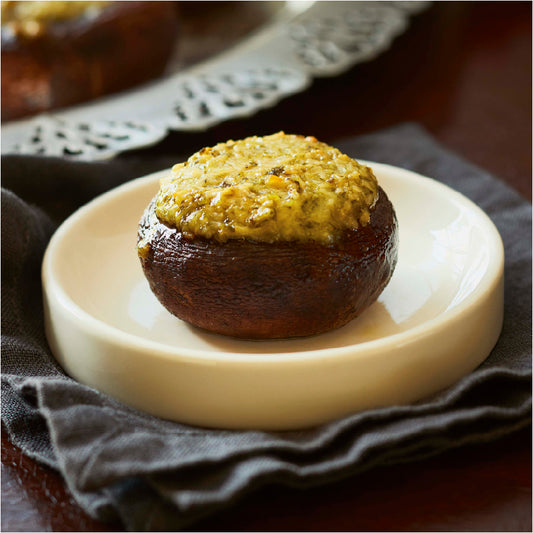 Pesto and Asiago Stuffed Mushrooms