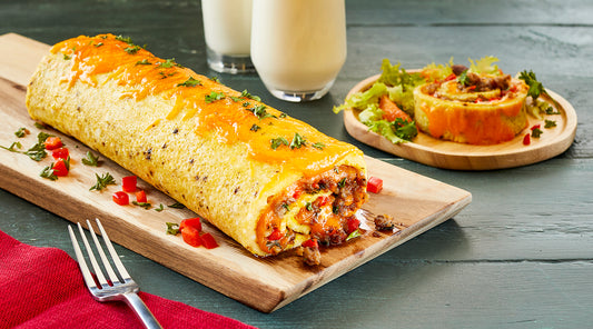 Sausage and Colby Cheese Omelet Roll