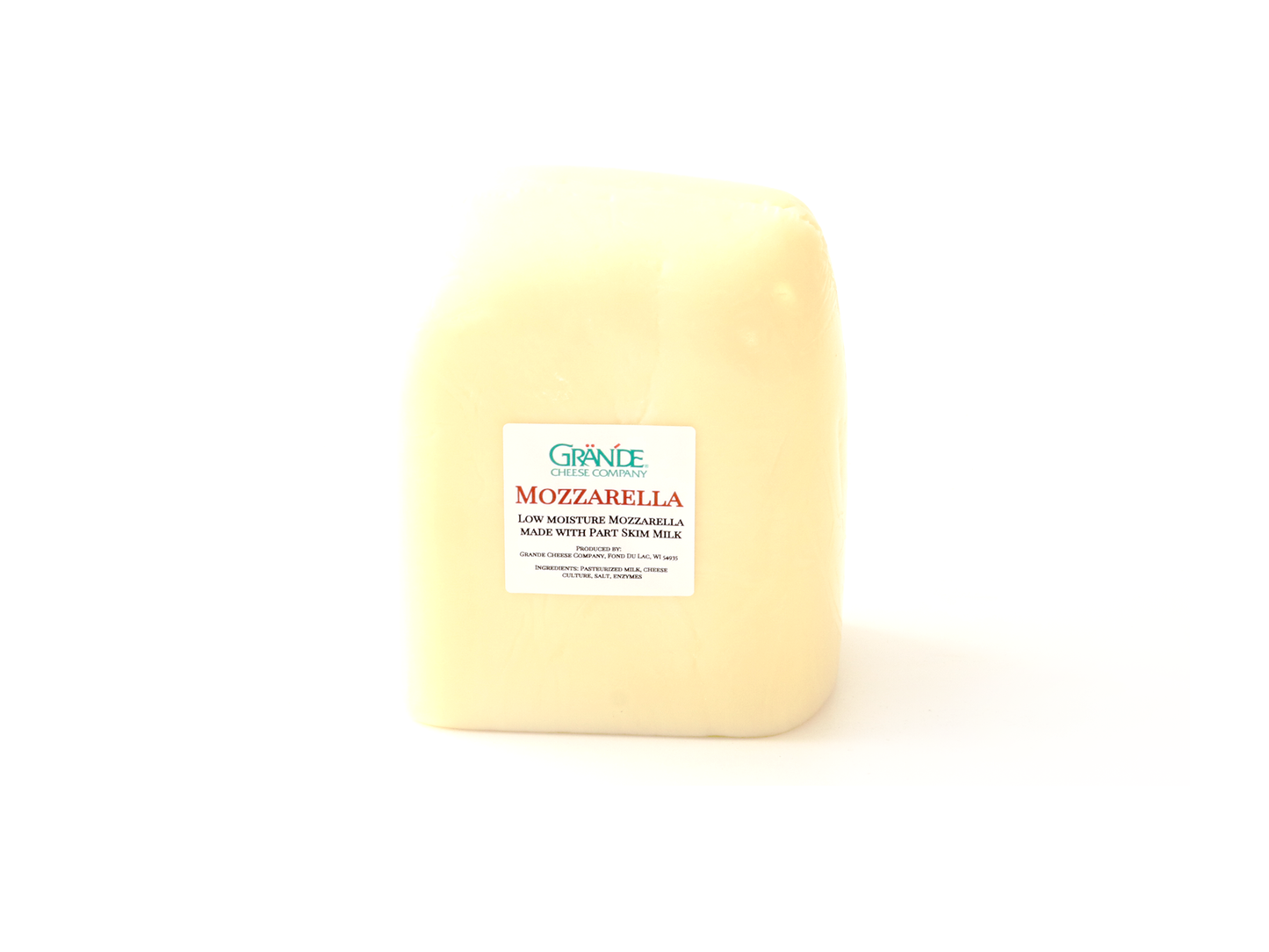 Grande Part Skim Milk Mozzarella Cheese 3.25lb Half Loaf