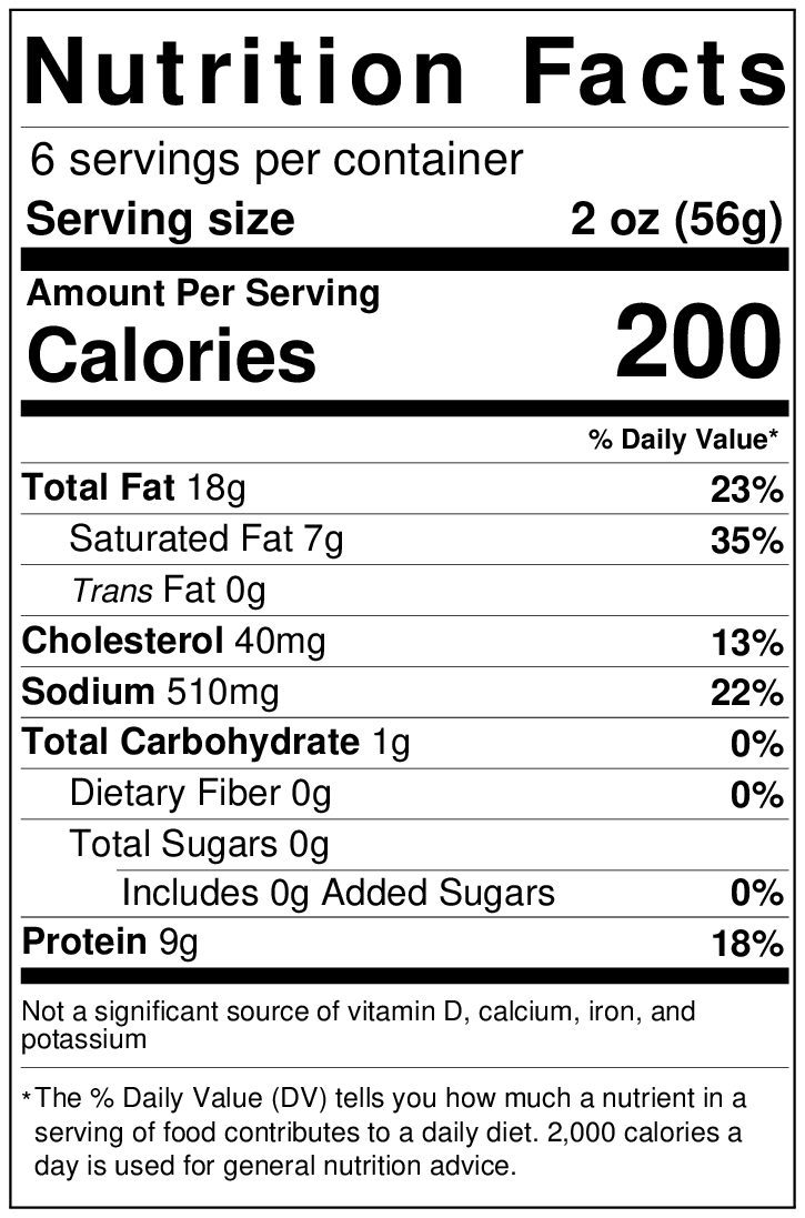 Wisconsin Farmer Summer Sausage nutrition facts