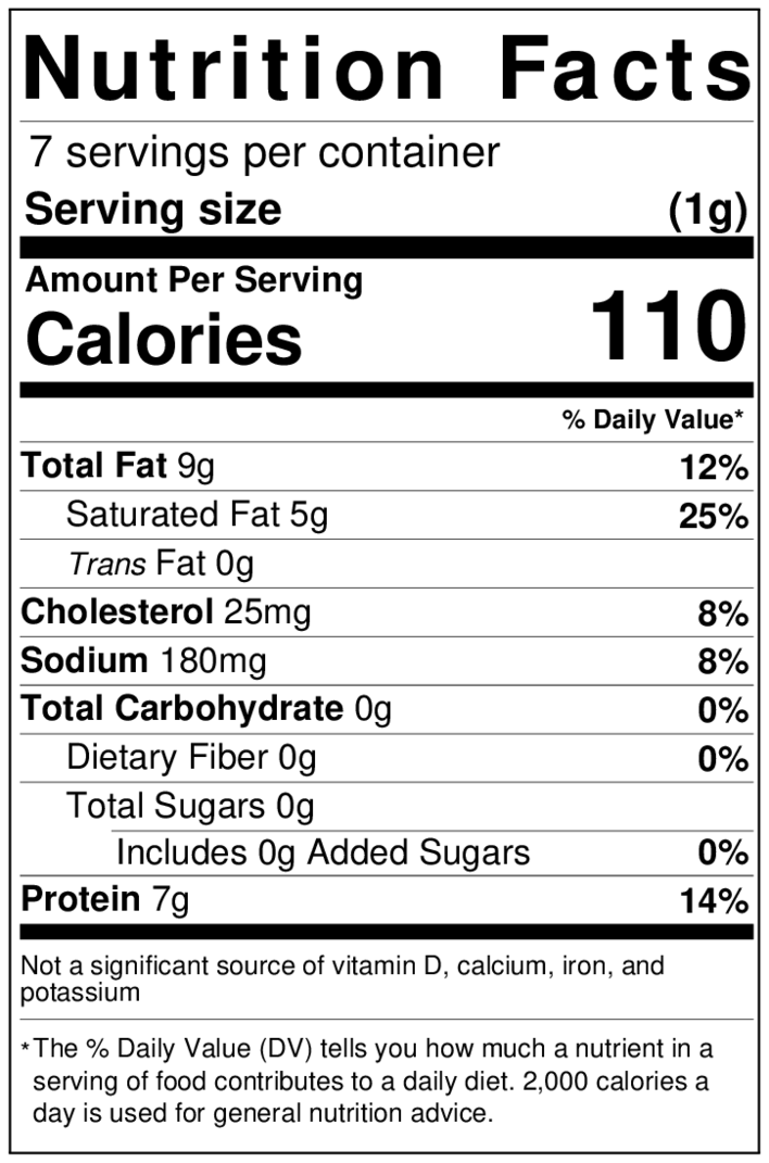 Wisconsin Montamore Cheese nutrition facts