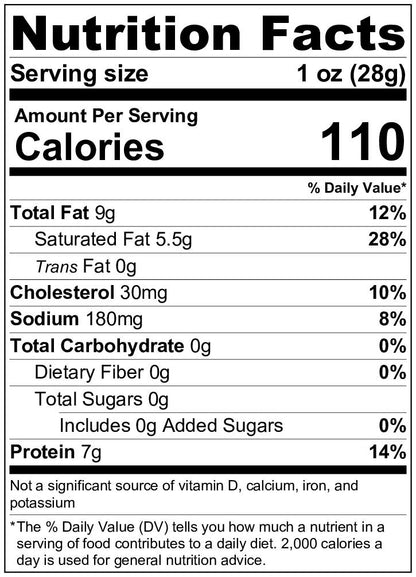 Wisconsin Cheddar Cheese with Peppercorn nutrition facts