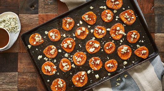 Maple-Bourbon-Blue Sweet Potatoes