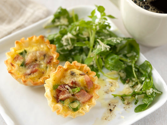 Mini Asiago and Ham Quiches