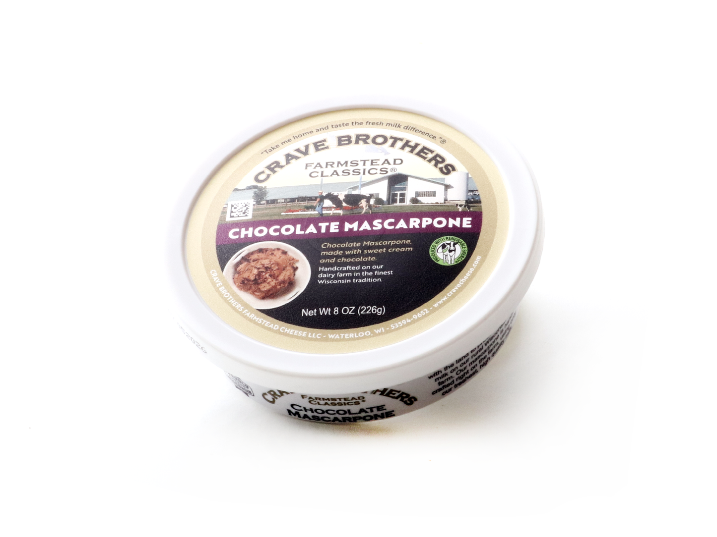 Crave Brothers Chocolate Mascarpone Spread on white background