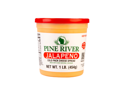 Pine River Jalapeno cheese spread container on a white background