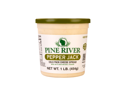Pine River Pepper Jack cheese spread container on a white background