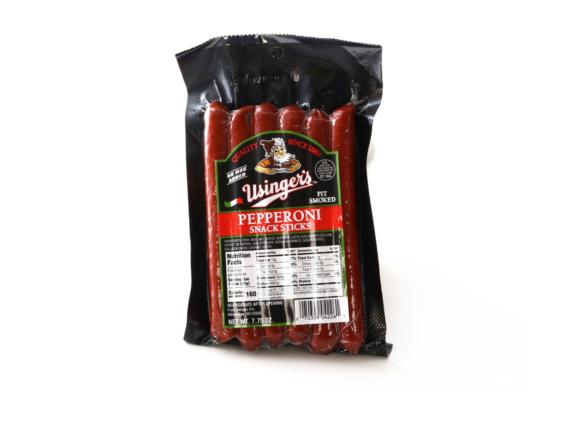 a package of 6 usinger's pepperoni snack sticks