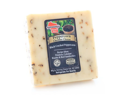 8 ounce piece of white cheddar cheese with peppercorns