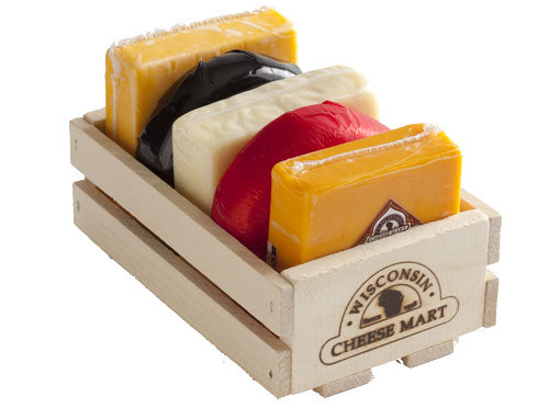 gift basket with 5 varieties of cheese