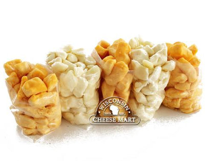 white and yellow wisconsin cheddar cheese curds