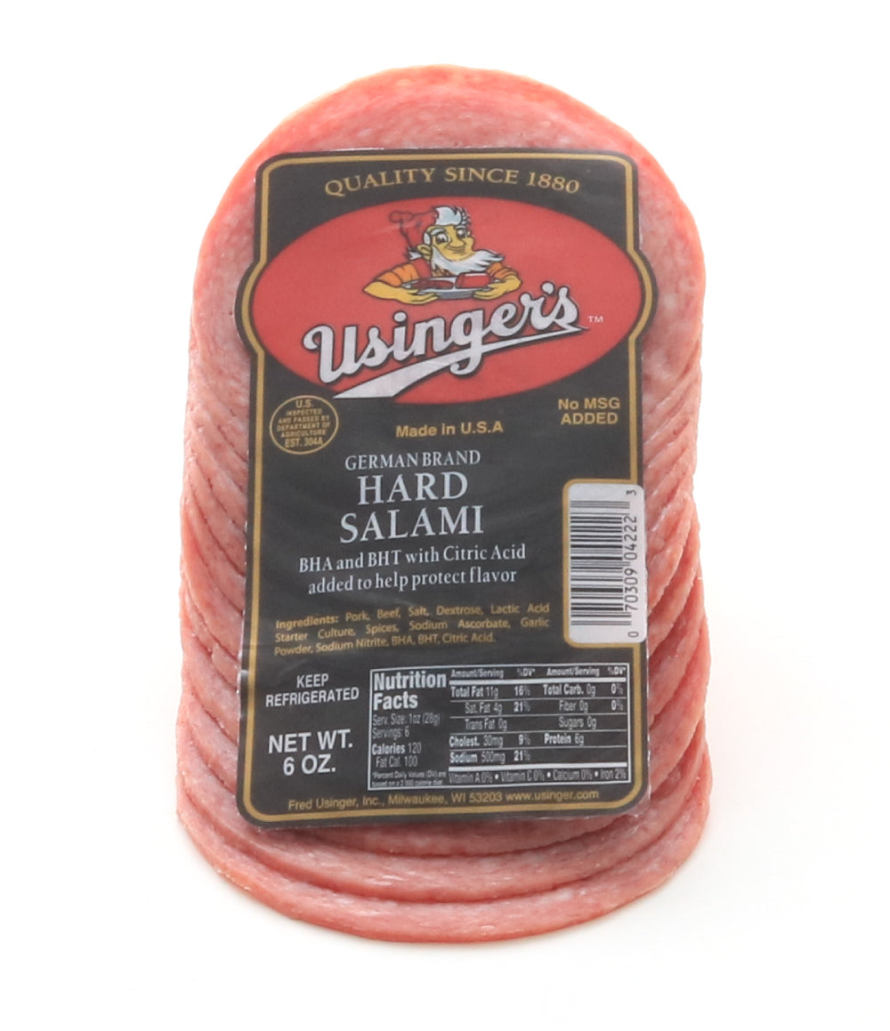 6 ounces of sliced german hard salami