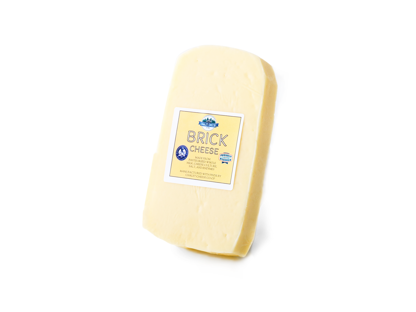 8 ounce piece of Wisconsin brick cheese from chalet cheese