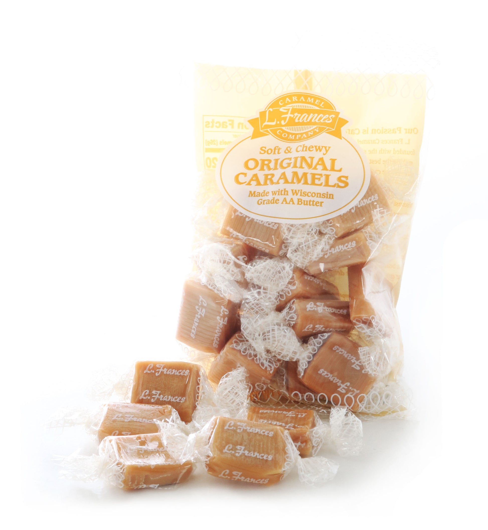 Bag of caramel candies made with Wisconsin butter