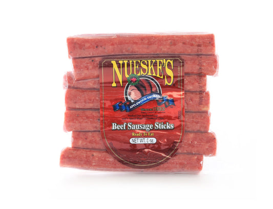 6 ounce package of nueske's beef sausage sticks
