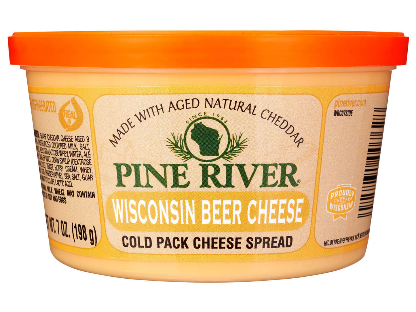 7 ounce plastic cup of yellow Wisconsin Beer Cheese cheese spread